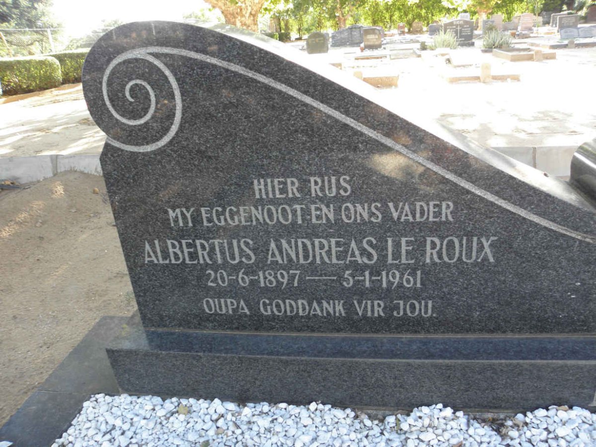 ROUX Albertus Andreas, le 1897-1961 &amp; Johanna Susanna 1903-1985 