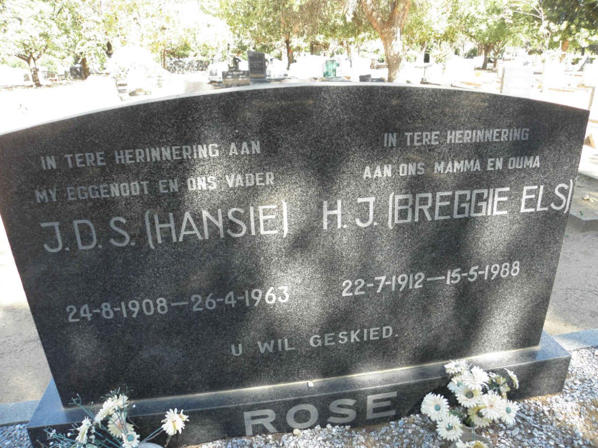 ROSE J.D.S. 1908-1963 &amp; H.J. ELS 1912-1988