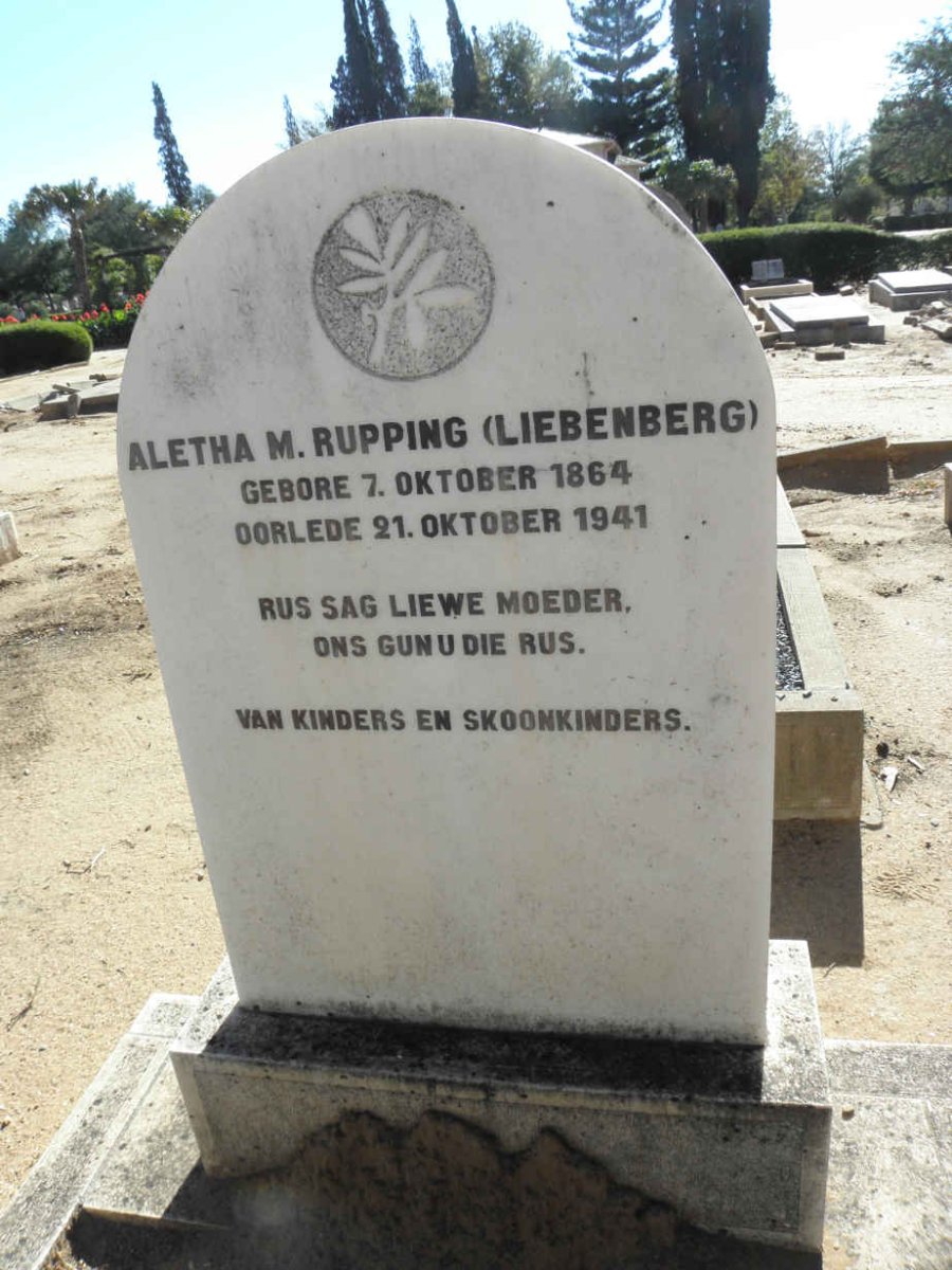 RUPPING Aletta M. nee LIEBENBERG 1864-1941