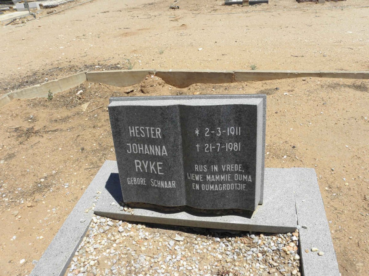 RYKE Hester Johanna nee SCHNAAR 1911-1981