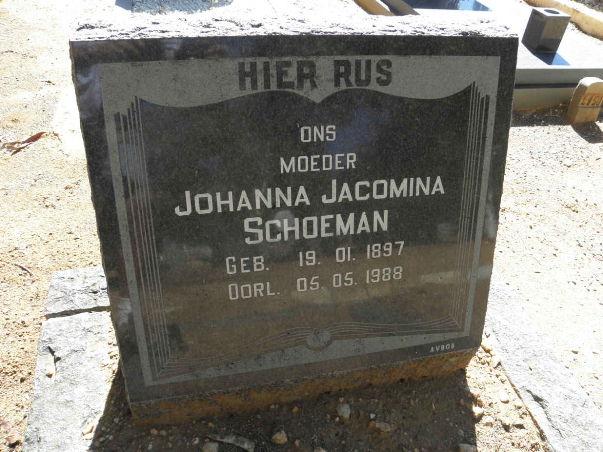 SCHOEMAN Johanna Jacomina 1897-1988
