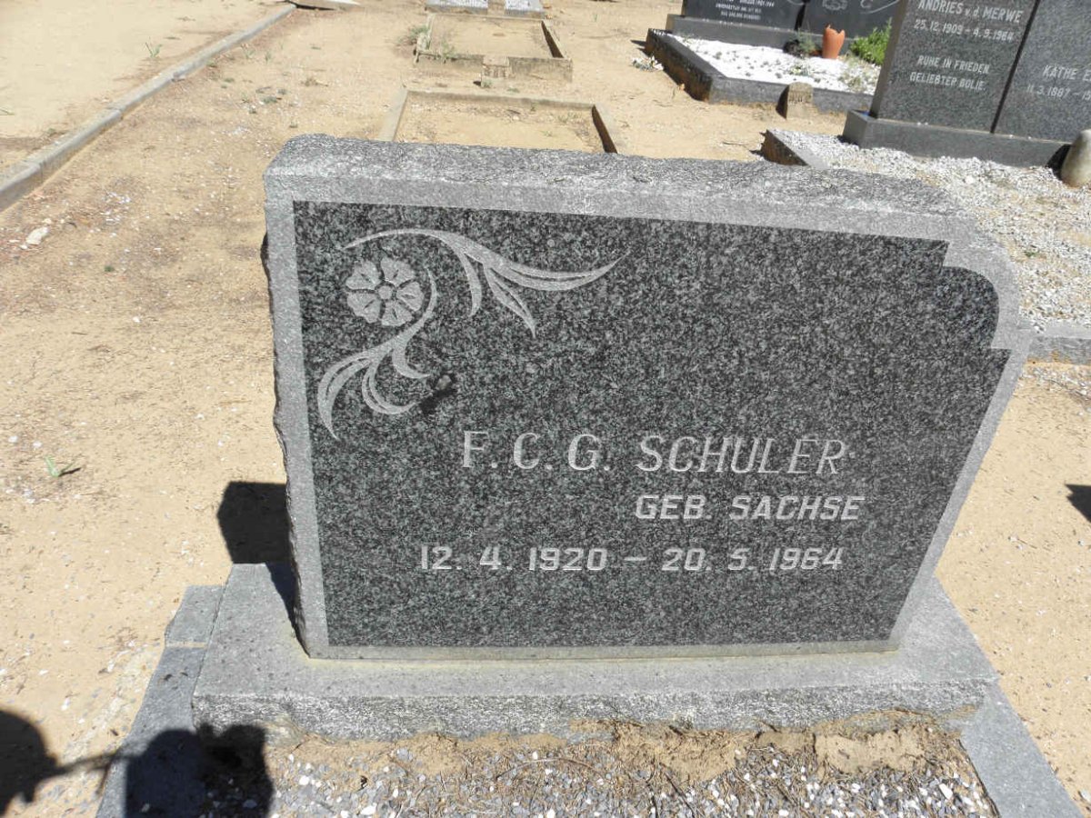 SCHULER F.C.G. nee SACHSE 1920-1964
