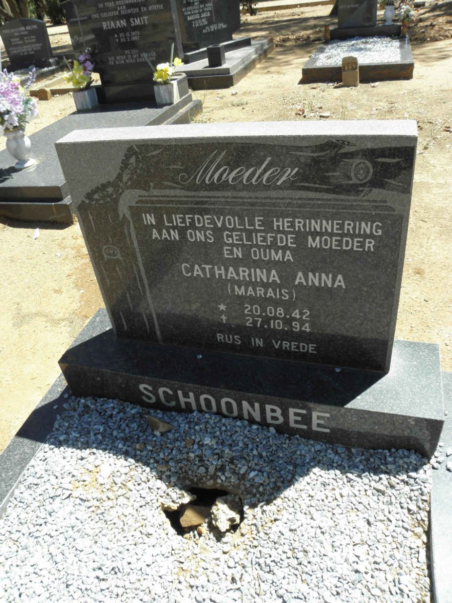 SCHOONBEE Catharina Anna nee MARAIS 1942-1994