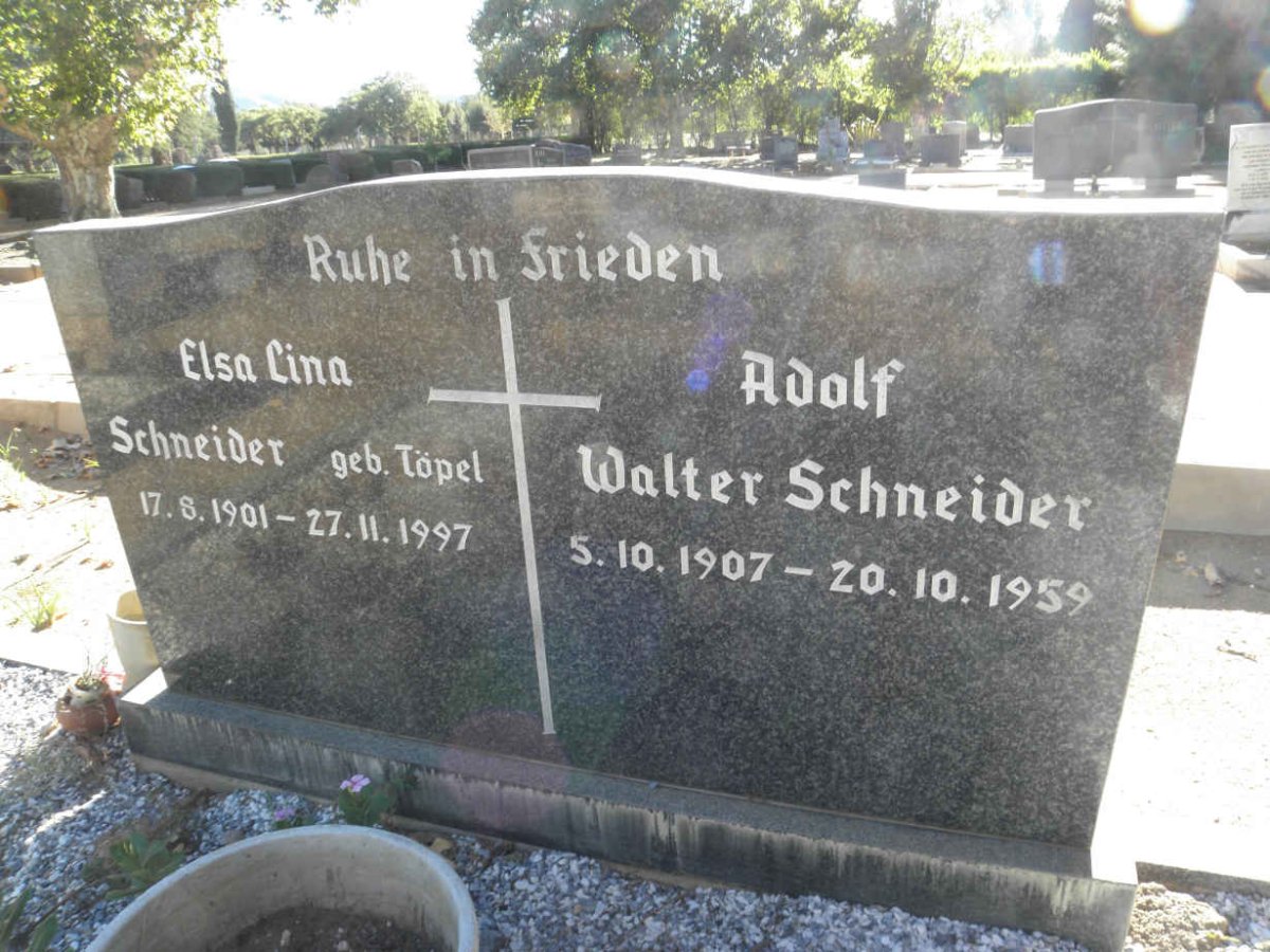 SCHNEIDER Adolf Walter 1907-1959 &amp; Elsa Lina TÖPEL 1901-1997