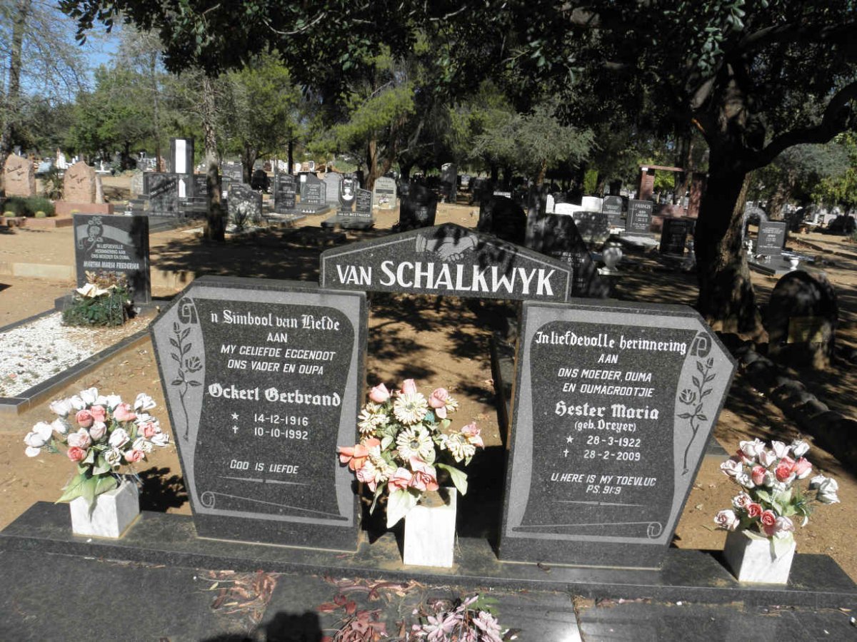 SCHALKWYK Ockert Gerbrand, van 1916-1992 &amp; Hester Maria DREYER 1922-2009
