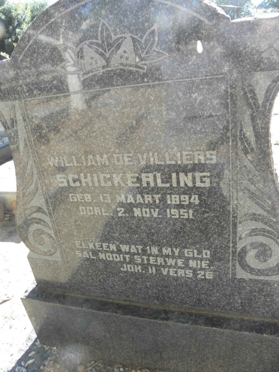 SCHICKERLING William De Villiers 1894-1951