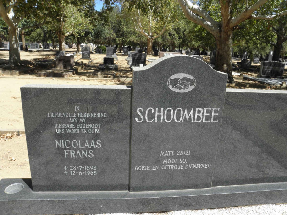 SCHOOMBEE Nicolaas Frans 1898-1968