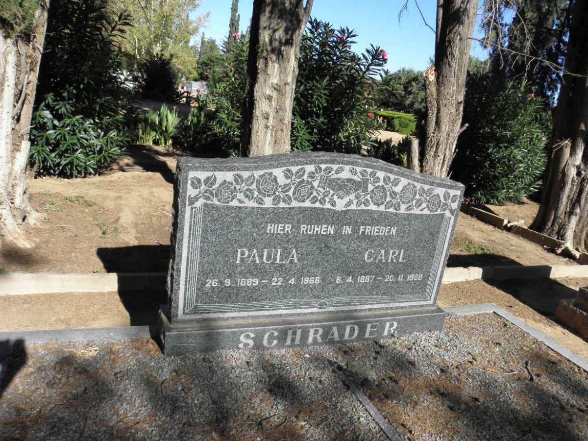 SCHRADER Carl 1887-1968 &amp; Paula 1889-1966