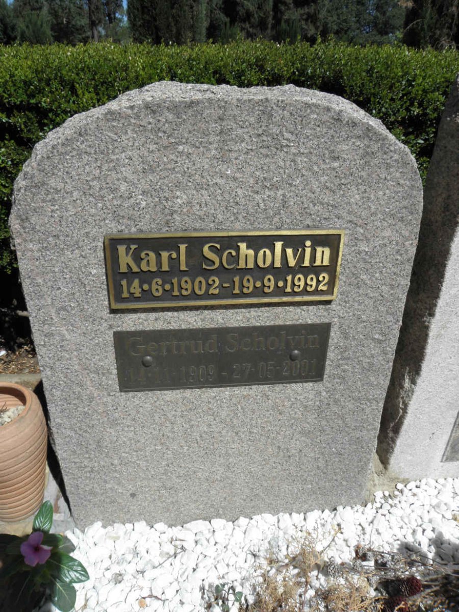 SCHOLVIN Karl 1902-1992 &amp; Gertrud 1909-2001