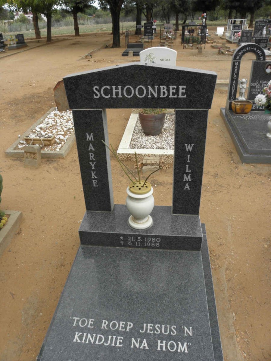 SCHOONBEE Maryke Wilma 1980-1988