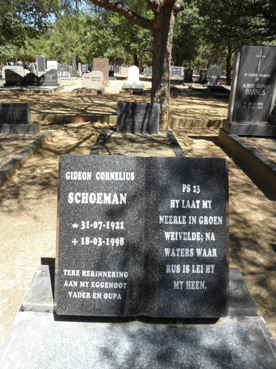 SCHOEMAN Gideon Cornelius 1921-1998