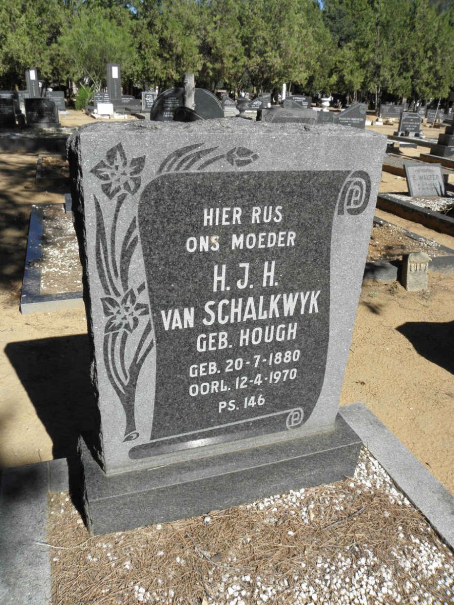 SCHALKWYK H.J.H., van nee HOUGH 1880-1970