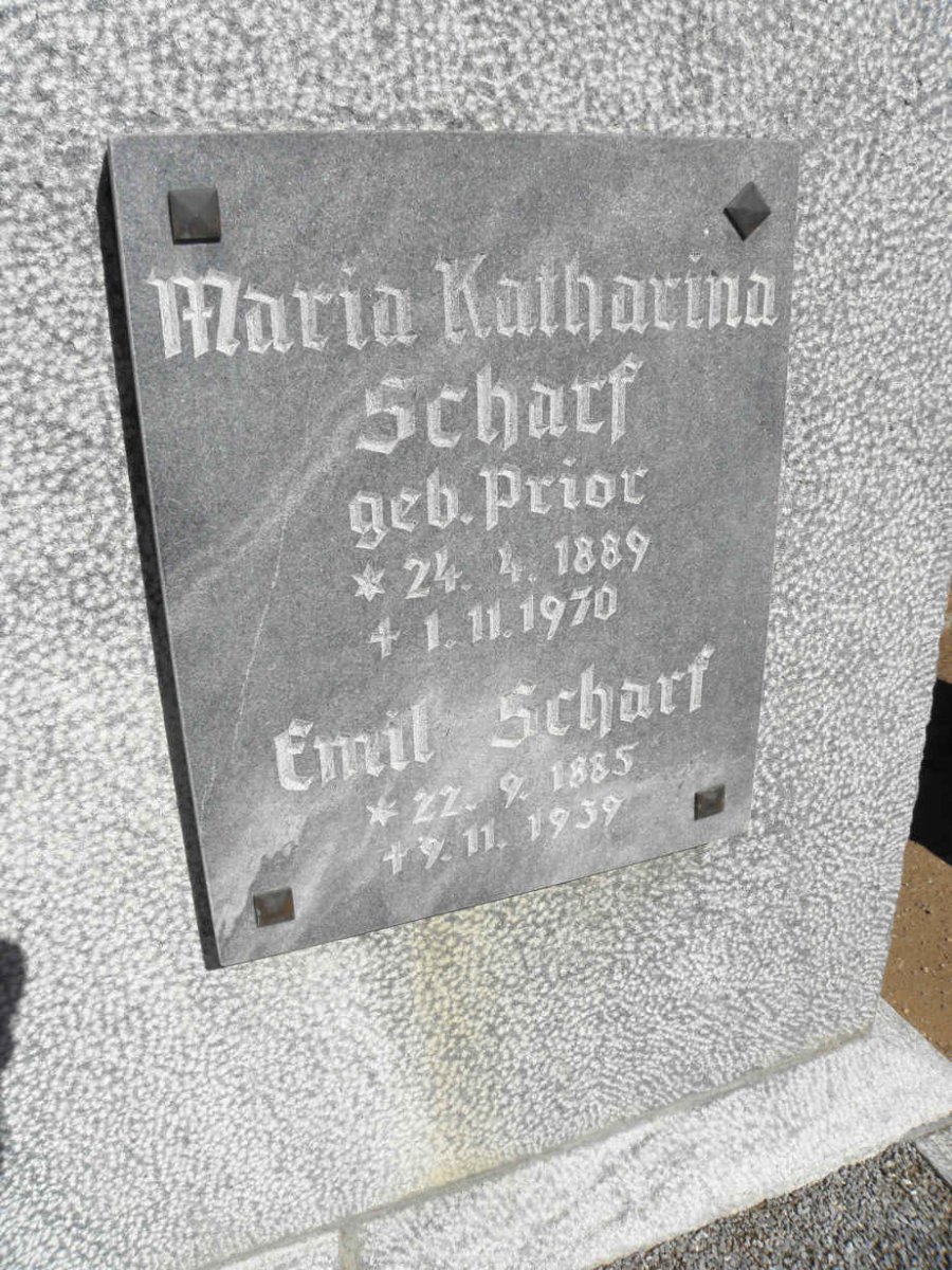 SCHARF Emil 1885-1939 &amp; Maria Katharina nee PRIOR 1889-1970