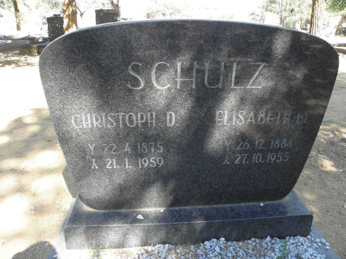 SCHULZ Christoph D. 1875-1959 &amp; Elizabeth M. 1884-1955