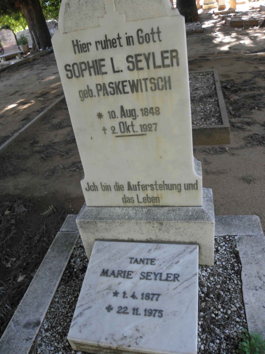 SEYLER Sophie L. nee PASKEWITSCH 1848-1927 :: SEYLER Marie 1877-1975