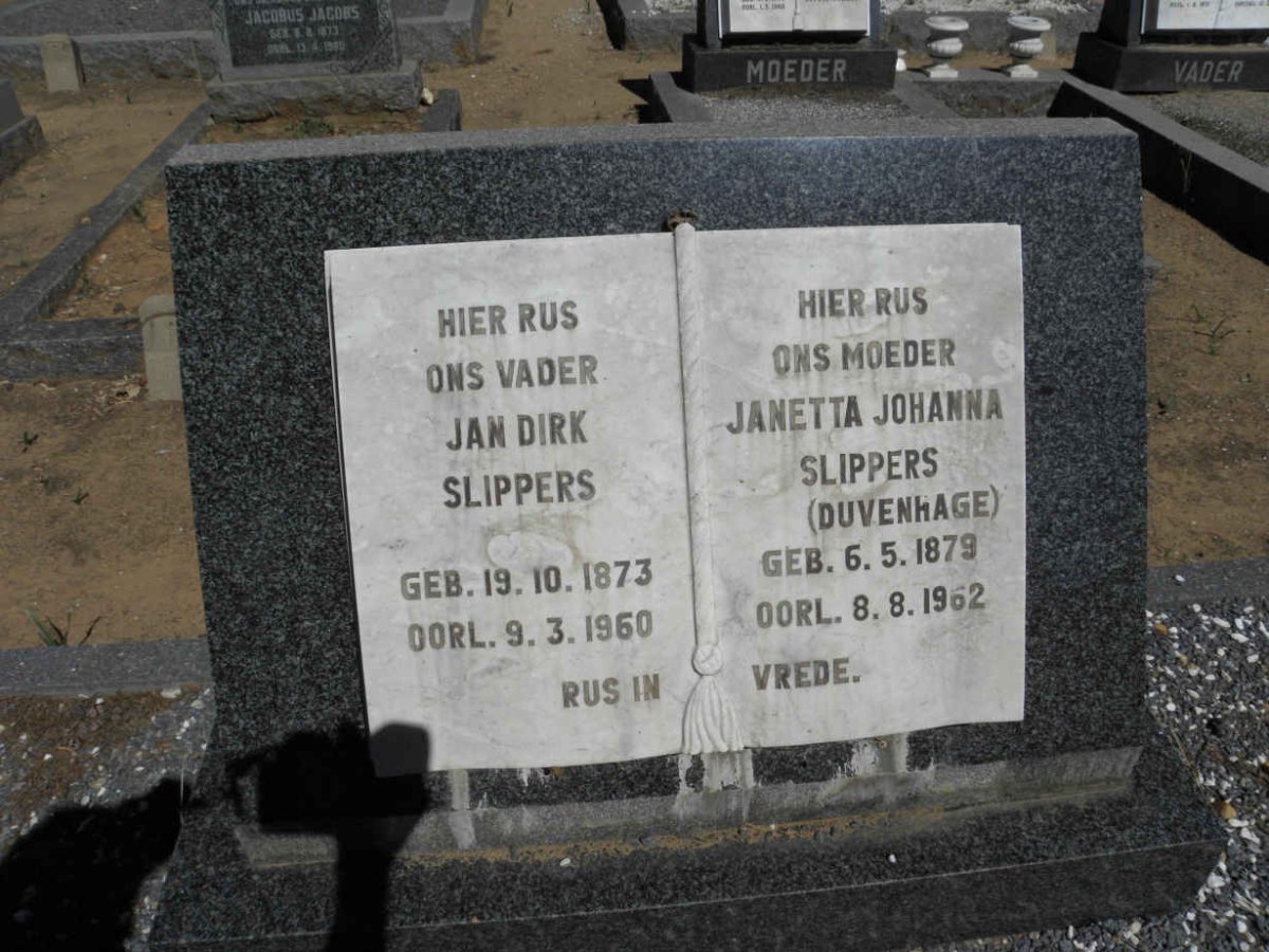 SLIPPERS Jan Dirk 1873-1960 &amp; Janetta Johanna DUVENHAGE 1879-1962