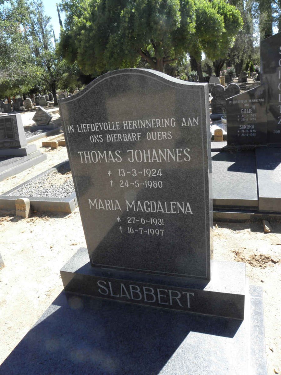 SLABBERT Thomas Johannes 1924-1980 &amp; Maria Magdalena 1931-1997