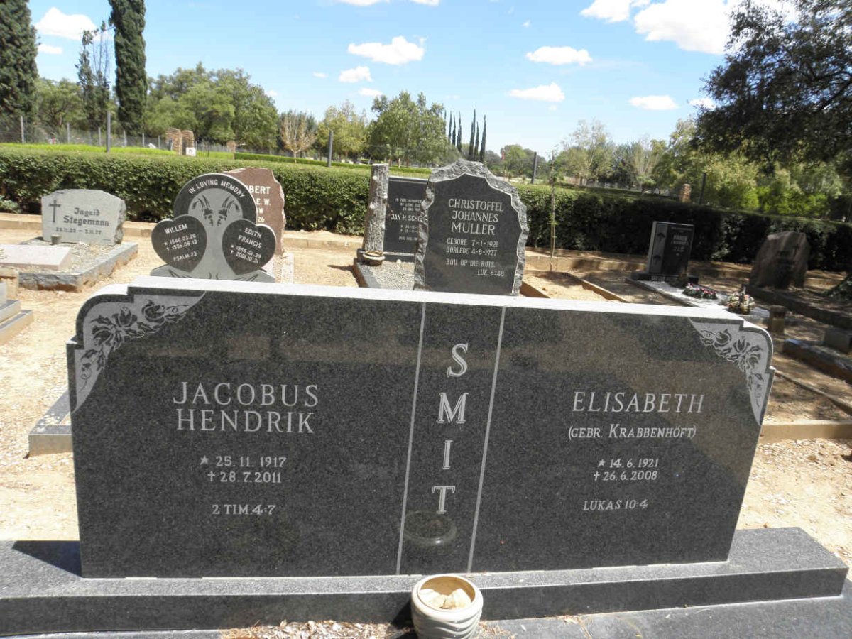 SMIT Jacobus Hendrik 1917-2011 &amp; Elisabeth KRABBENHÖFT 1921-2008