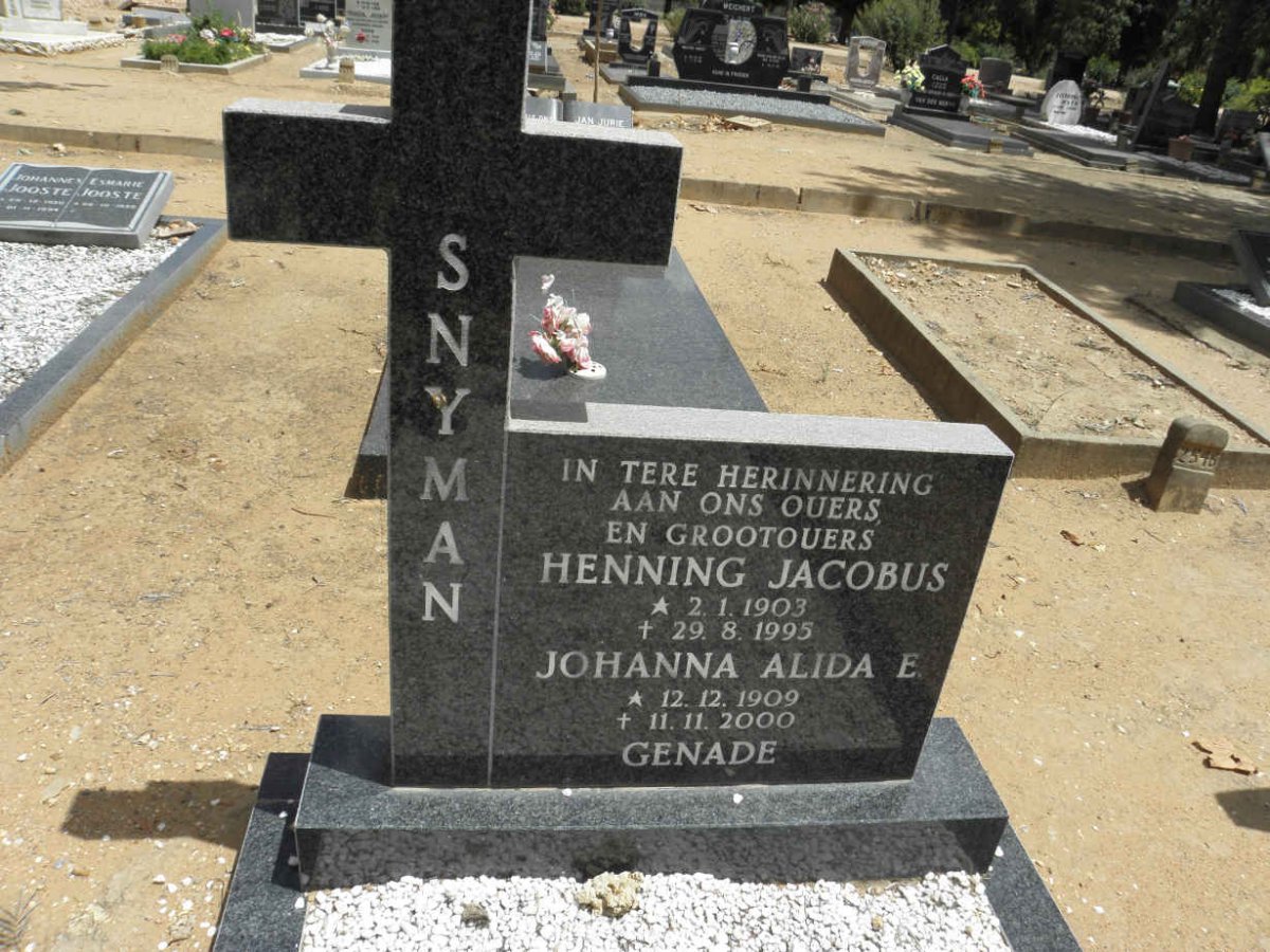 SNYMAN Henning Jacobus 1903-1995 &amp; Johanna Alida E. 1909-2000