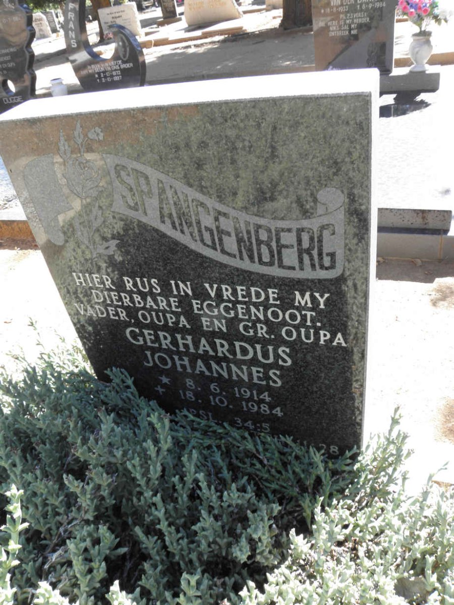 SPANGENBERG Gerhardus Johannes 1914-1984