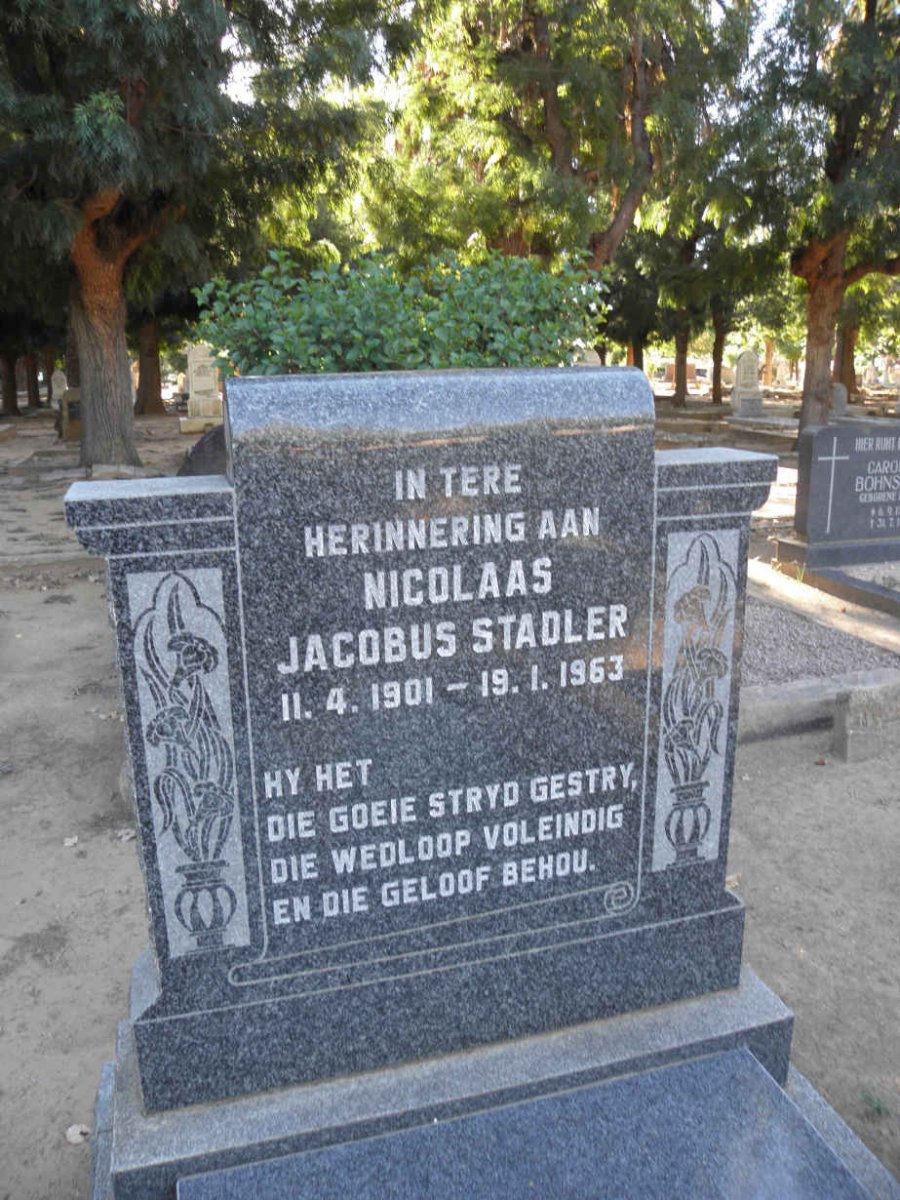 STADLER Nicolaas Jacobus 1901-1963
