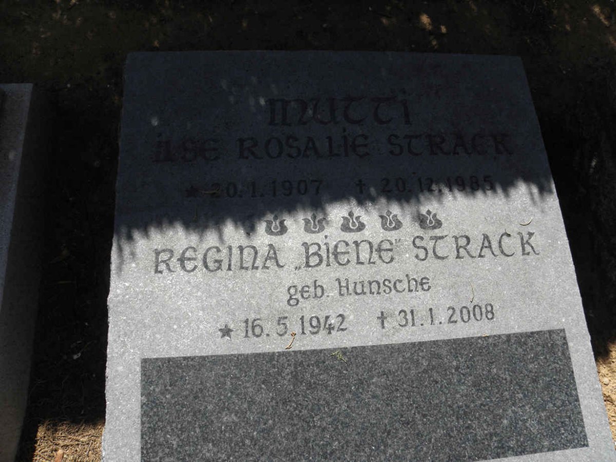 STRACK Ilse Rosalie 1907-1985 :: STRACK Regina nee HUNSCHE 1942-2008