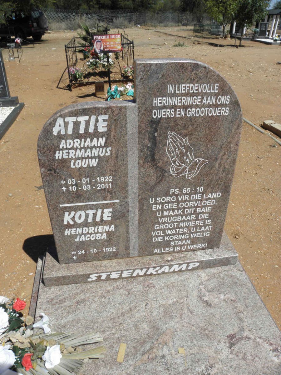 STEENKAMP Adriaan Hermanus Louw 1922-2011 &amp; Hendriena Jacoba 1922-