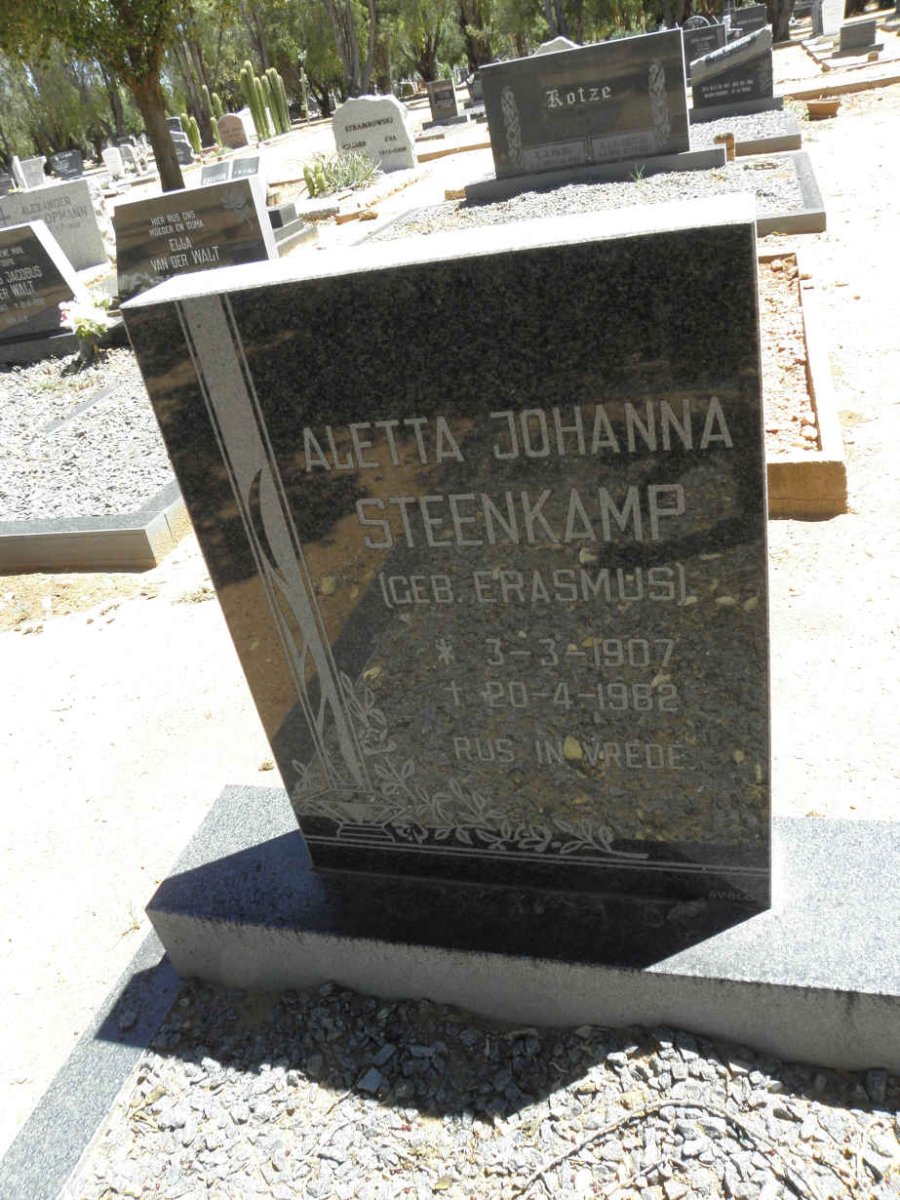 STEENKAMP Aletta Johanna nee ERASMUS 1907-1982