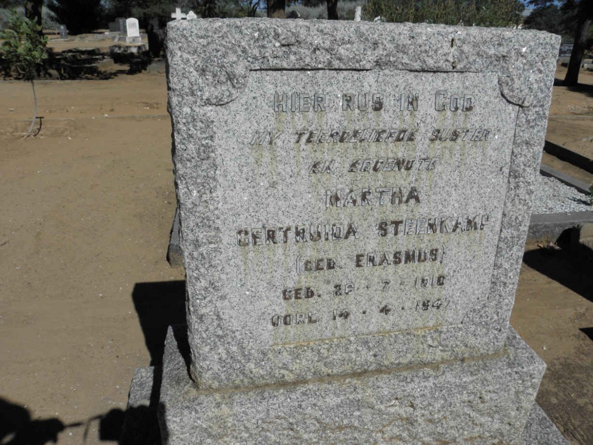STEENKAMP Martha Gertruida nee ERASMUS 1910-1947