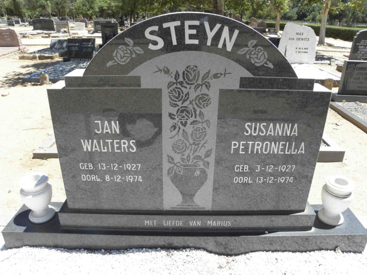 STEYN Jan Walters 1927-1974 &amp; Susanna Petronella 1927-1974