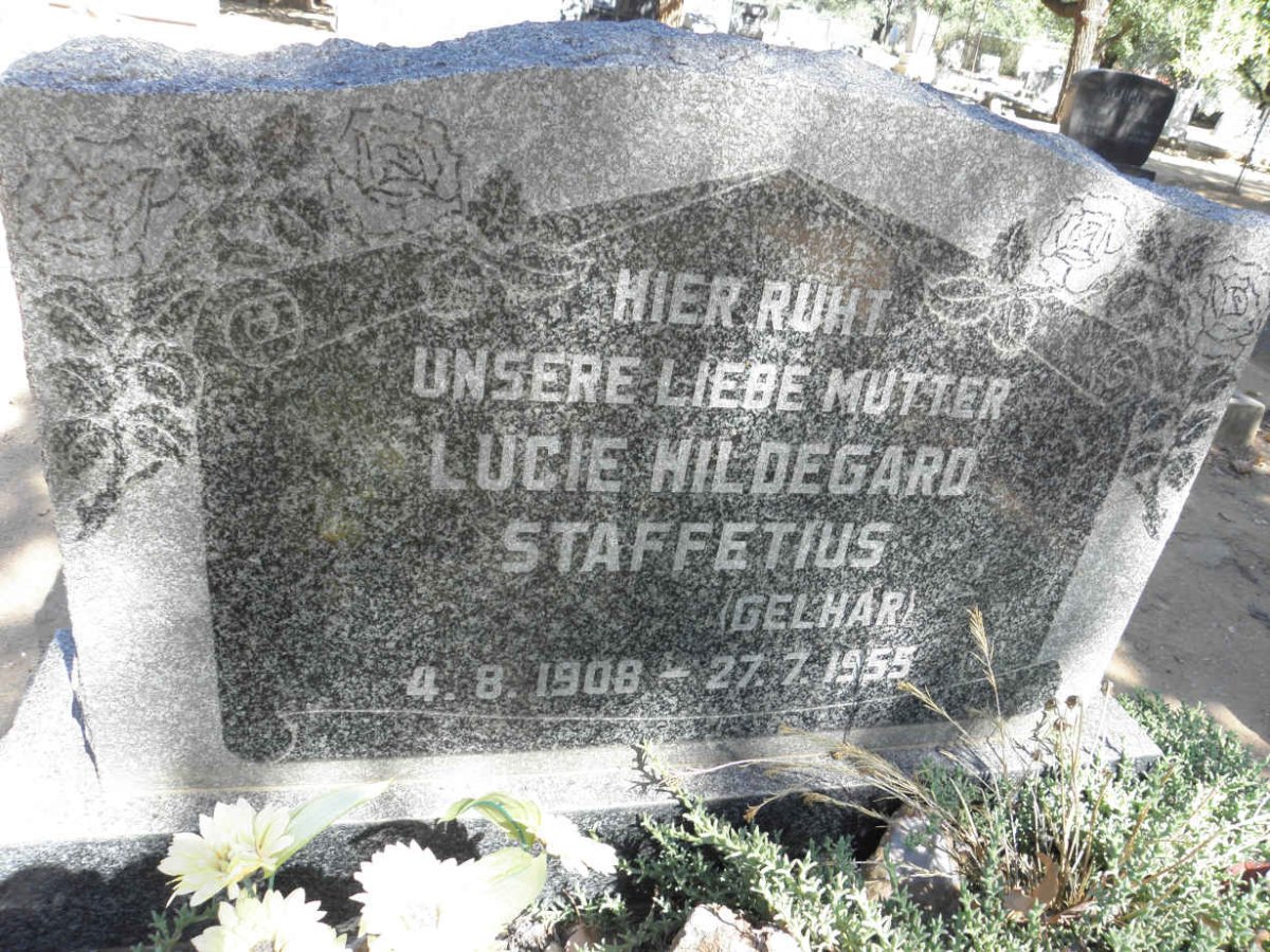 STAFFETIUS Lucie Hildegard nee GELHAR 1908-1955