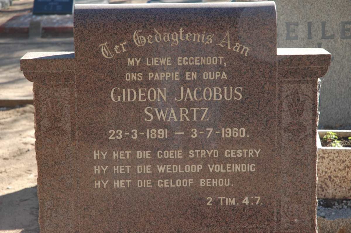 SWARTZ Gideon Jacobus 1891-1960
