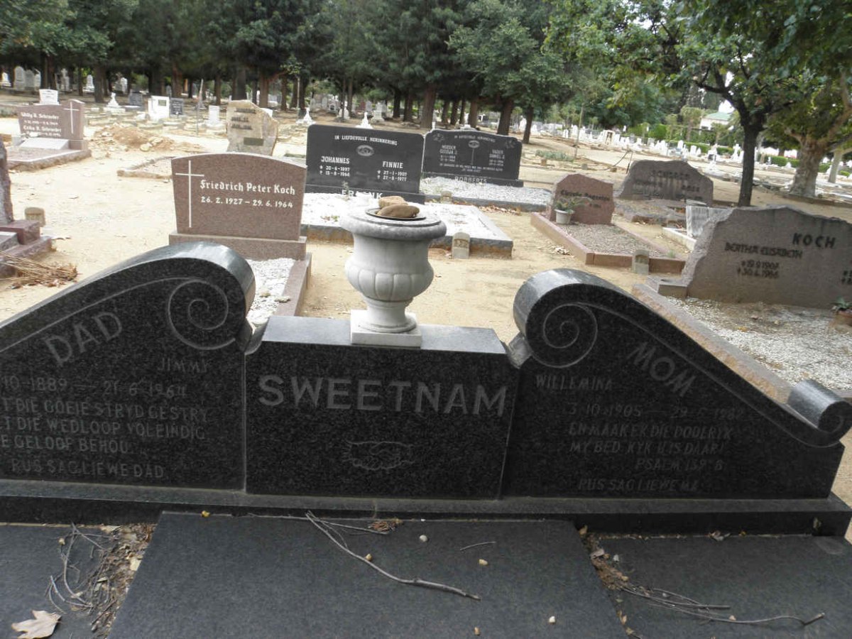 SWEETNAM Jimmy 1889-1964 &amp; Willemina 1905-1982