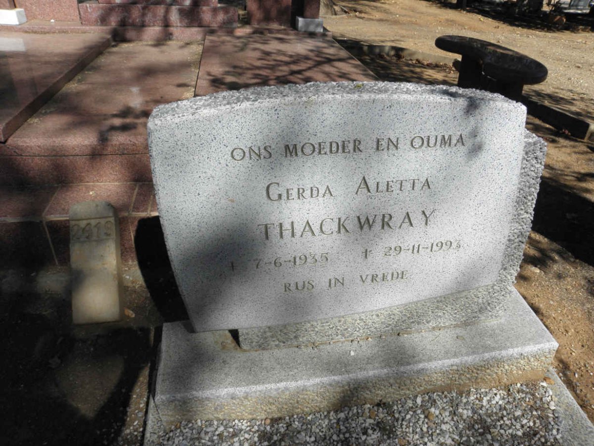 THACKWRAY Gerda Aletta 1935-1993