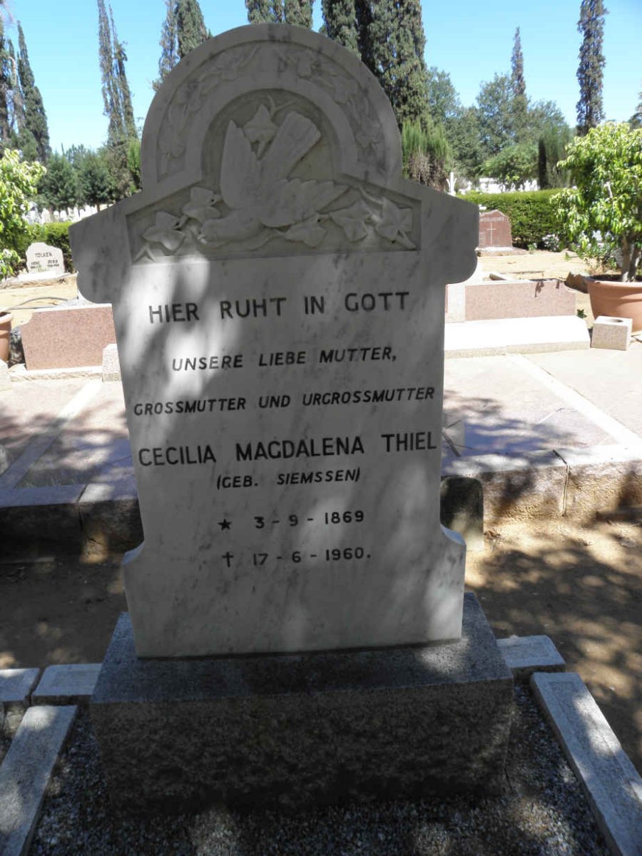 THIEL Cecilia Magdalena nee SIEMSSEN 1869-1960