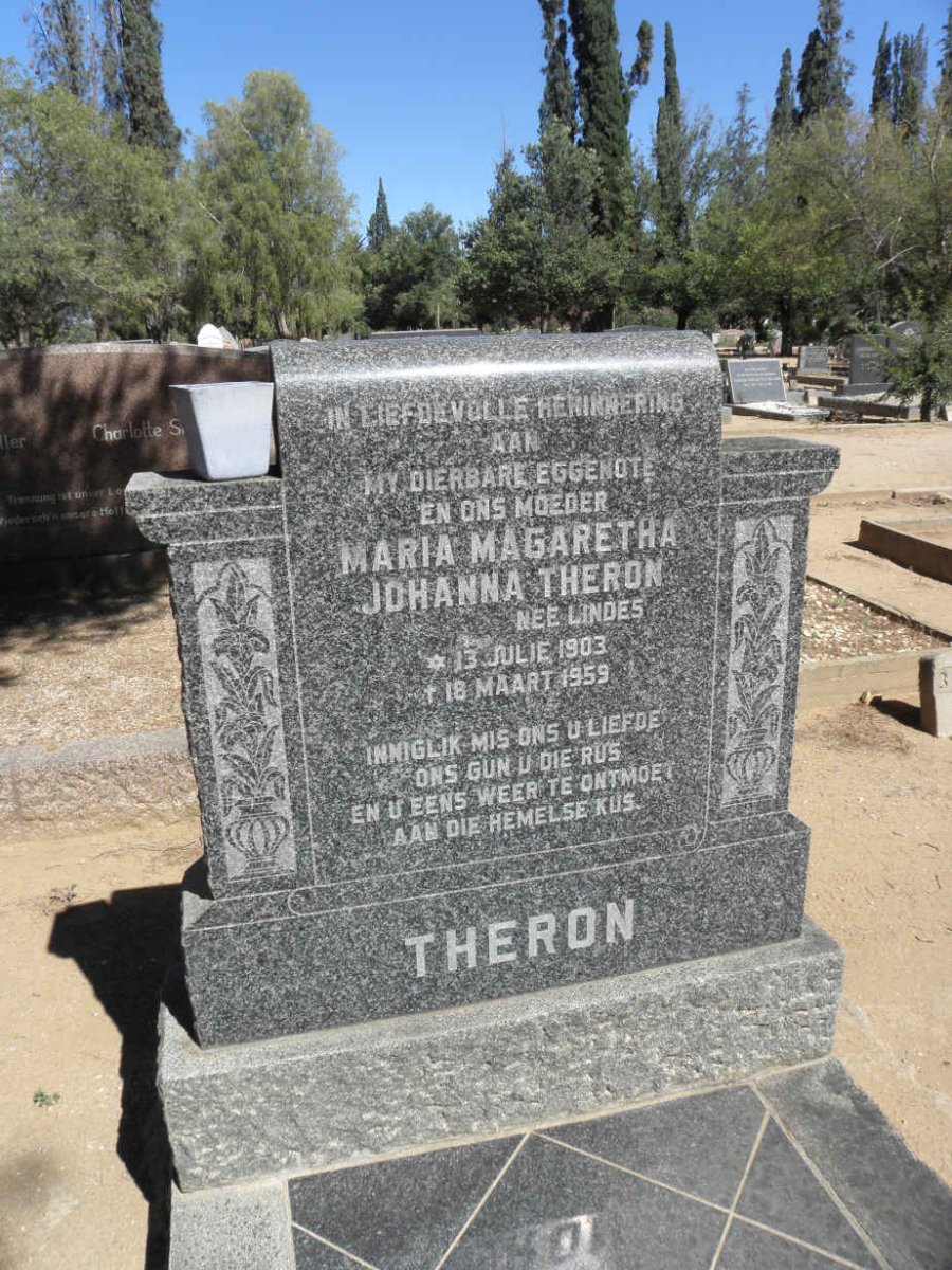 THERON Maria Magaretha Johanna nee LINDES 1903-1959