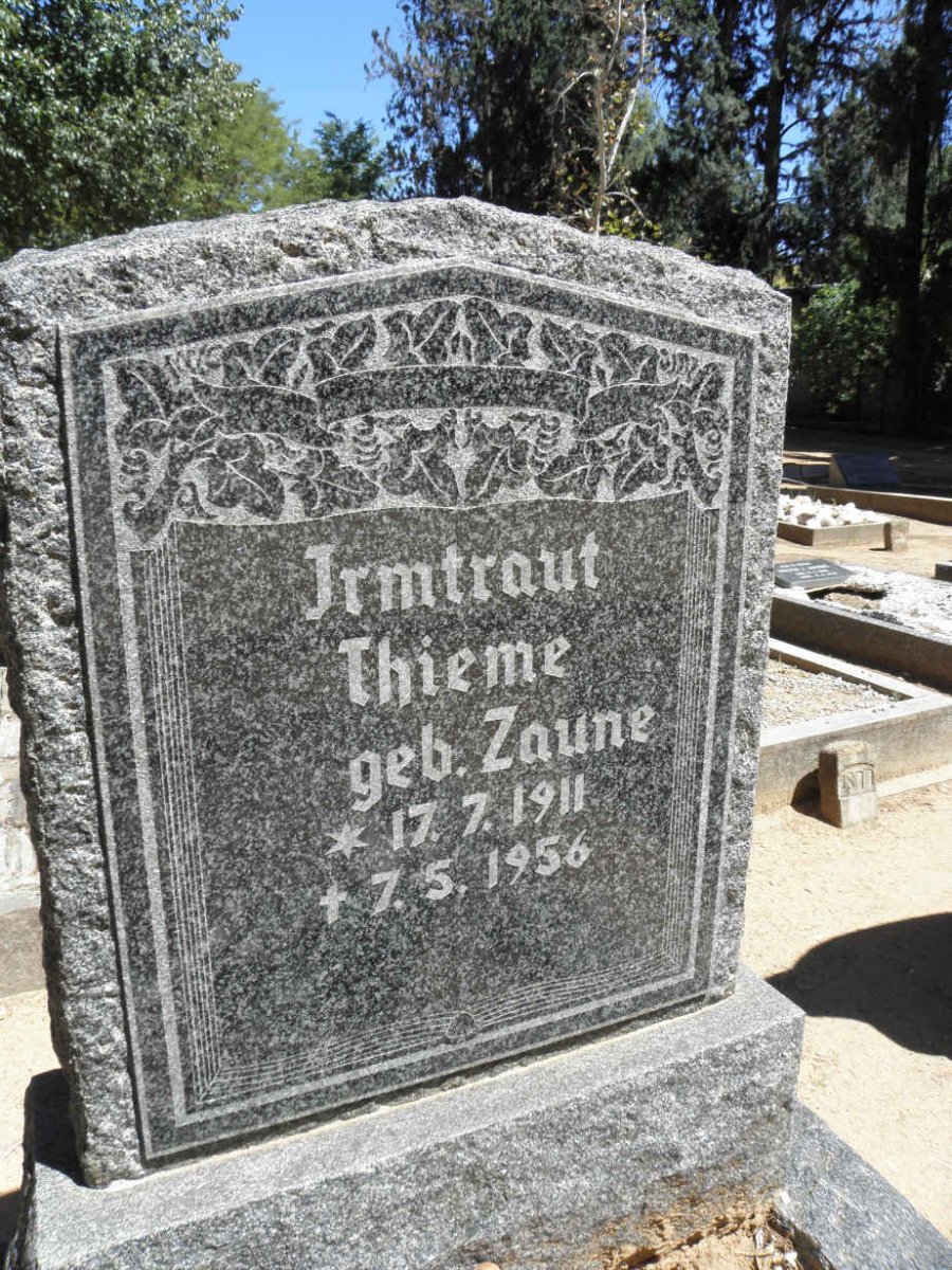 THIEME Irmtraut nee ZAUNE 1911-1956