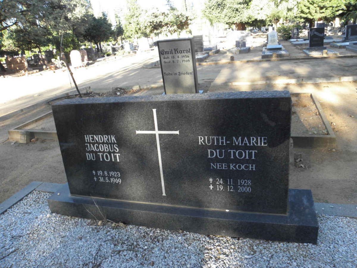 TOIT Hendrik Jacobus, du 1923-1969 &amp; Ruth-Marie KOCH 1928-2000