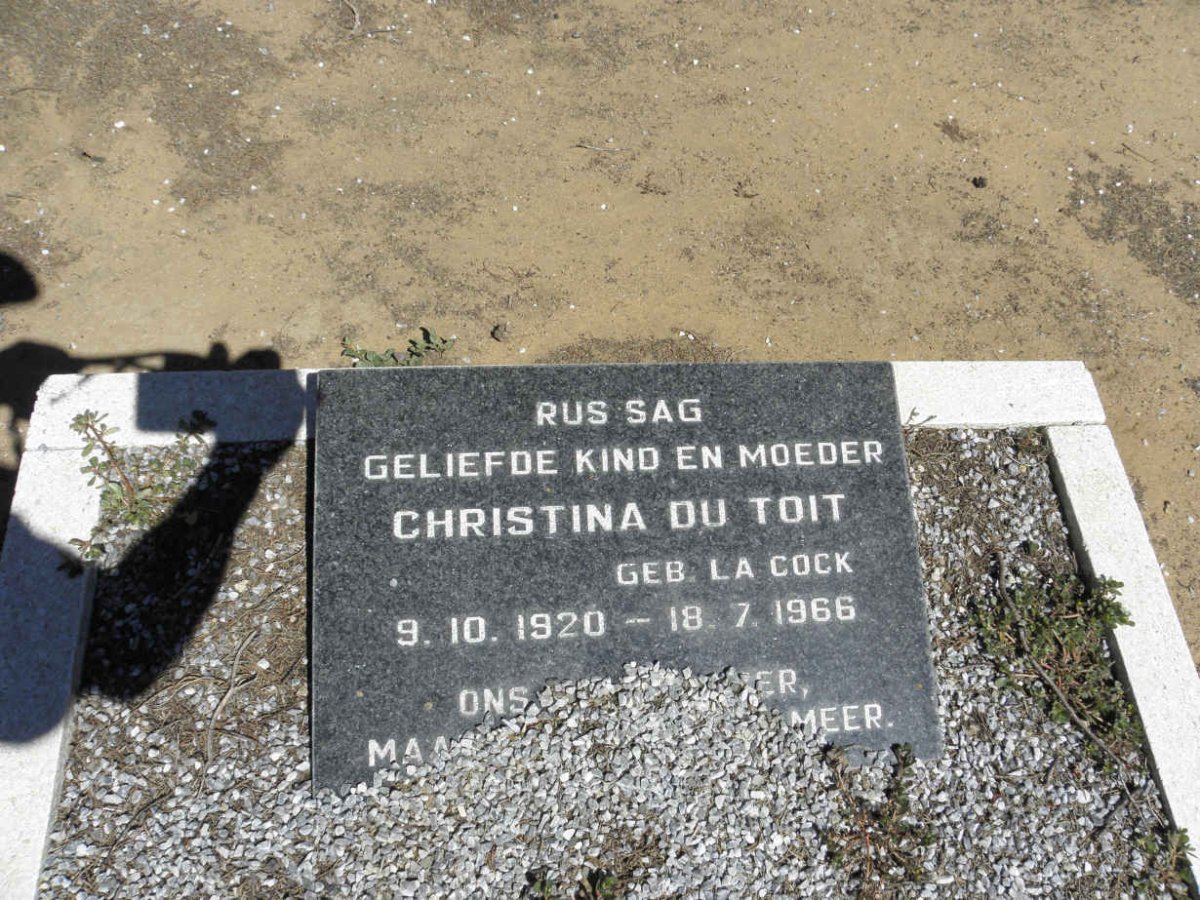 TOIT Christina, du nee LA COCK 1920-1966