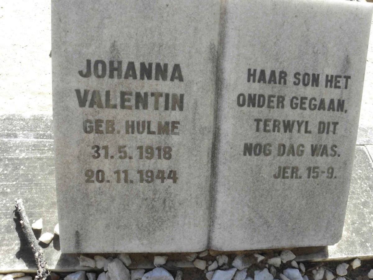 VALENTIN Johanna nee HULME 1918-1944
