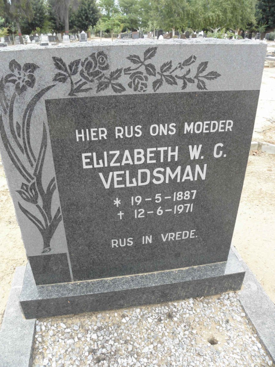 VELDSMAN Elizabeth W.C. 1887-1971
