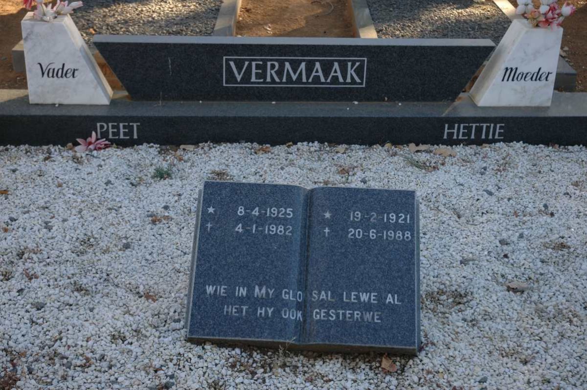 VERMAAK Peet 1925-1982 &amp; Hettie 1921-1988