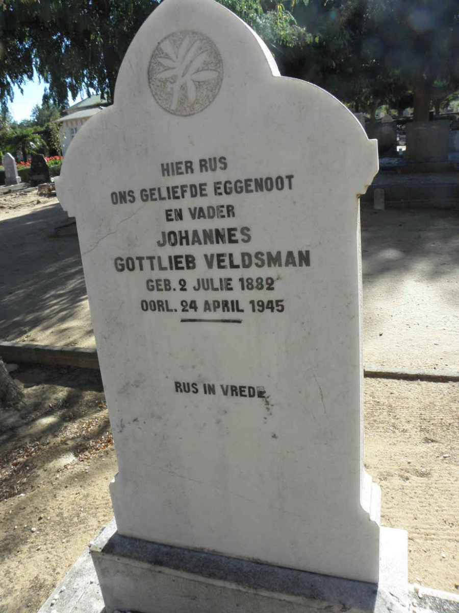 VELDSMAN Johannes Gottlieb 1882-1945