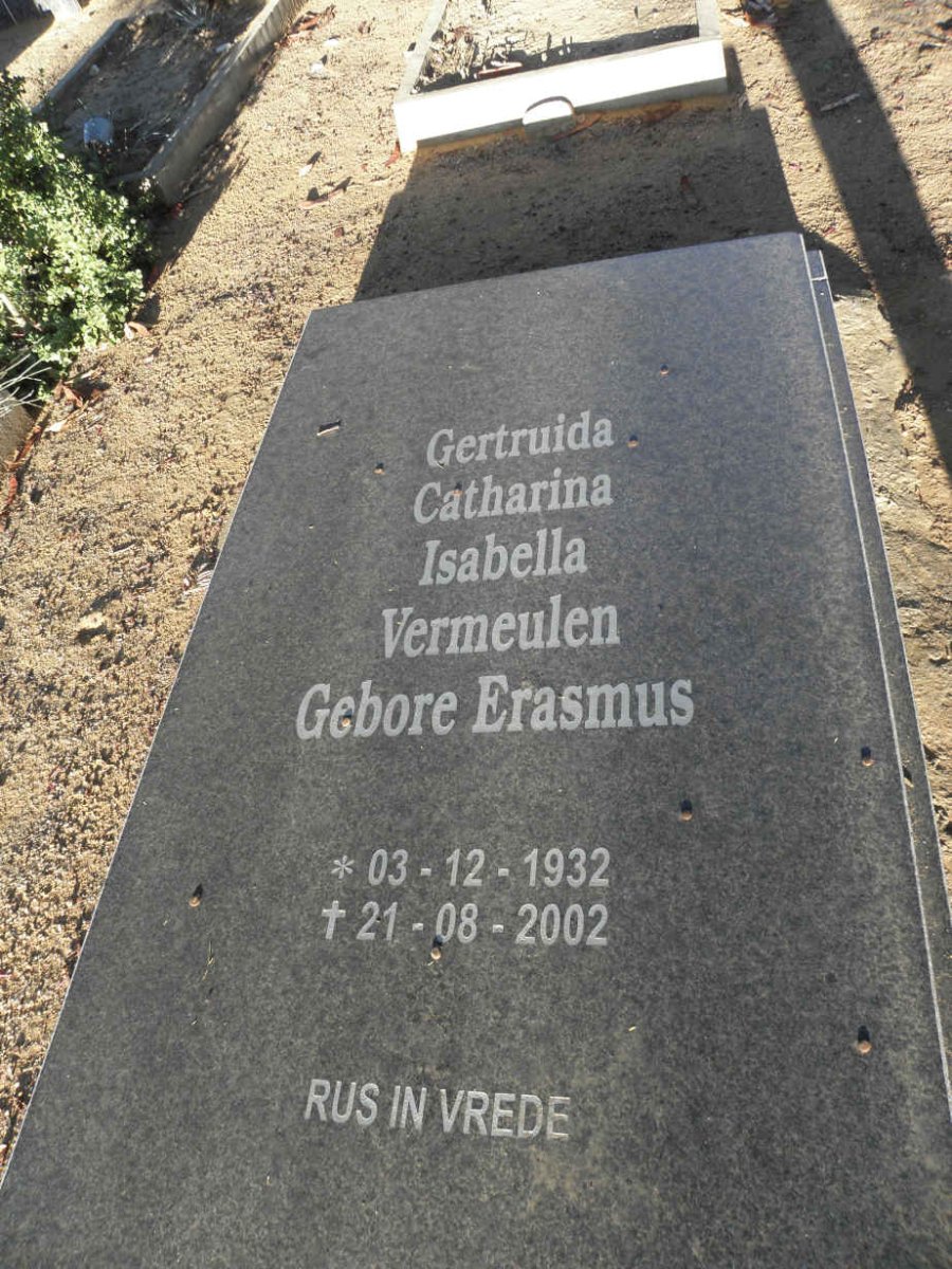 VERMEULEN Gertruida Catharina Isabella nee ERASMUS 1932-2002