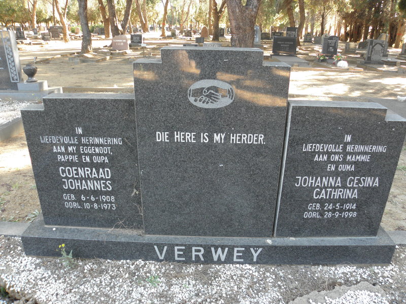 VERWEY Coenraad Johannes 1908-1973 &amp; Johanna Gesina Cathrina 1914-1998