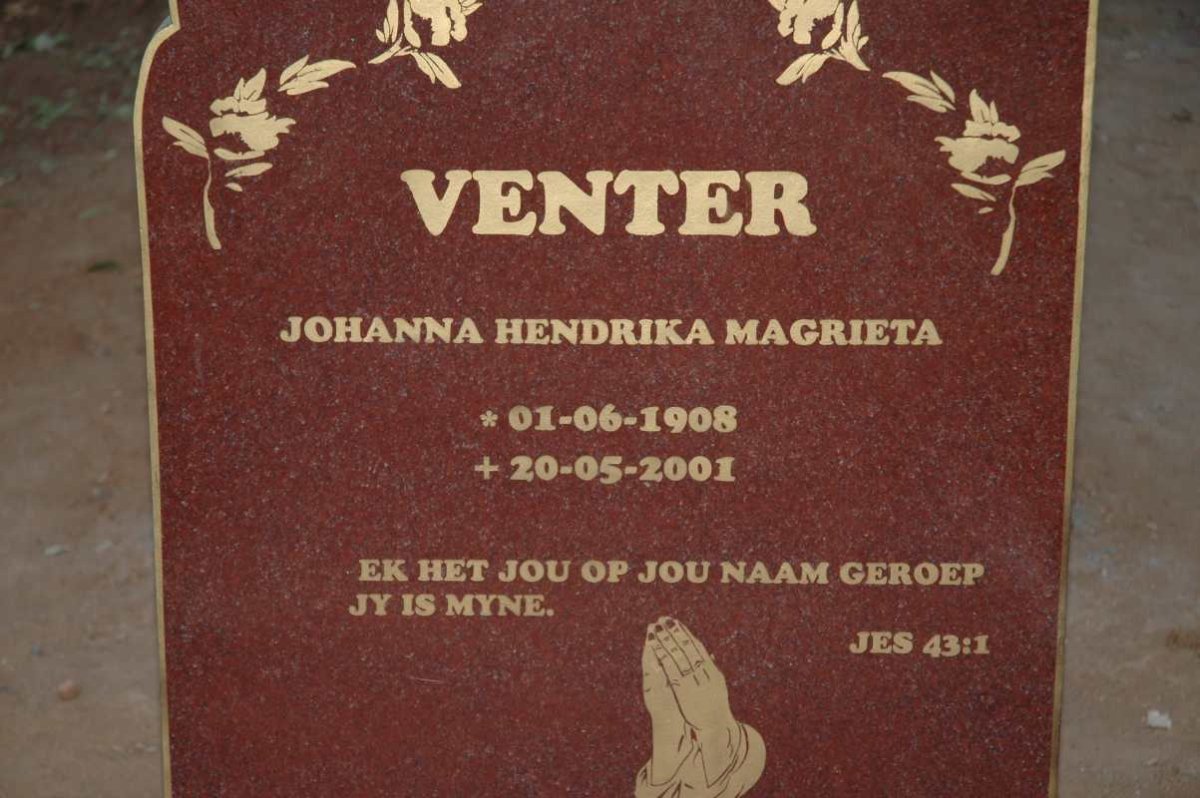 VENTER Johanna Hendrika Magrieta 1908-2001