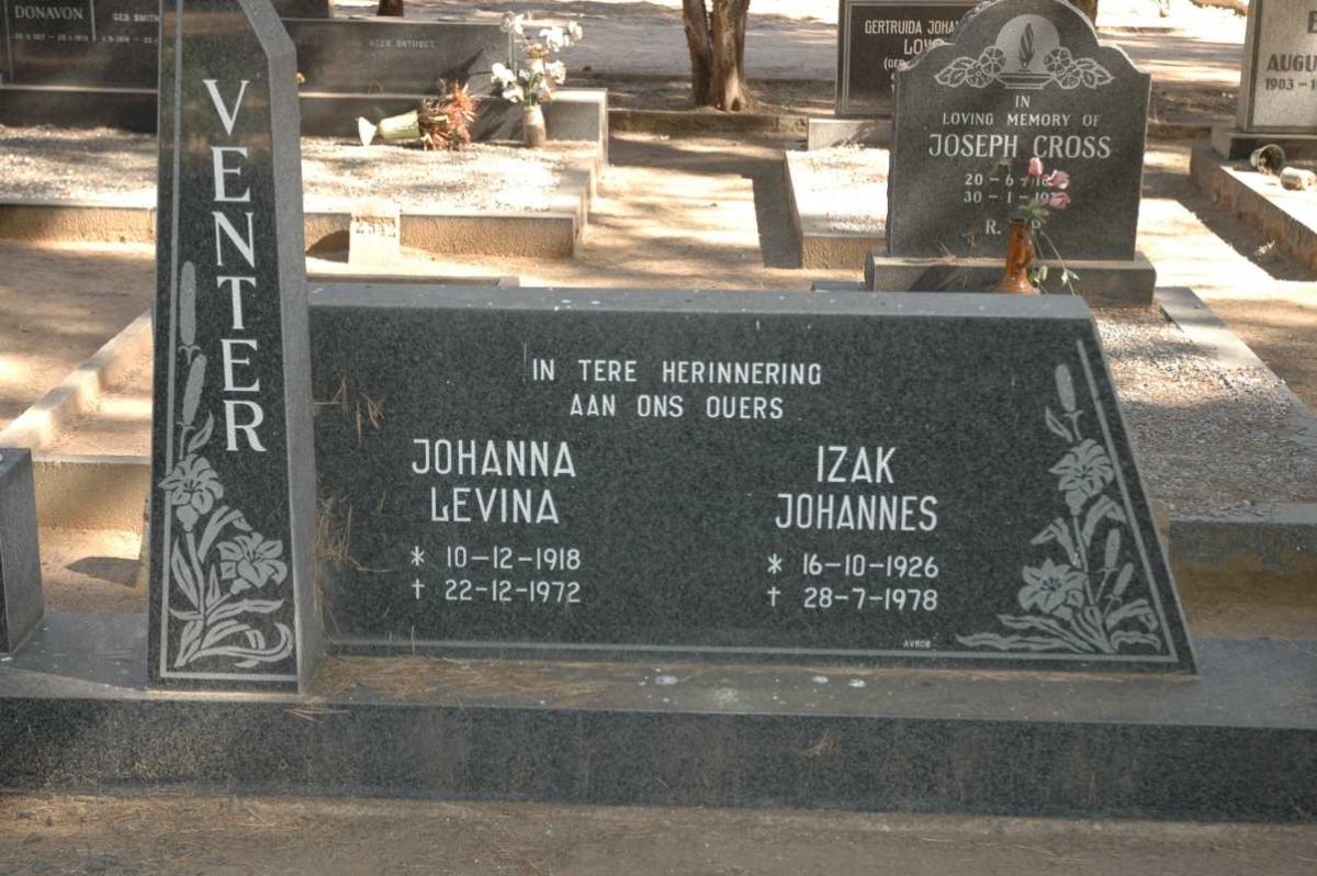 VENTER Izak Johannes 1926-1978 &amp; Johanna Levina 1918-1972