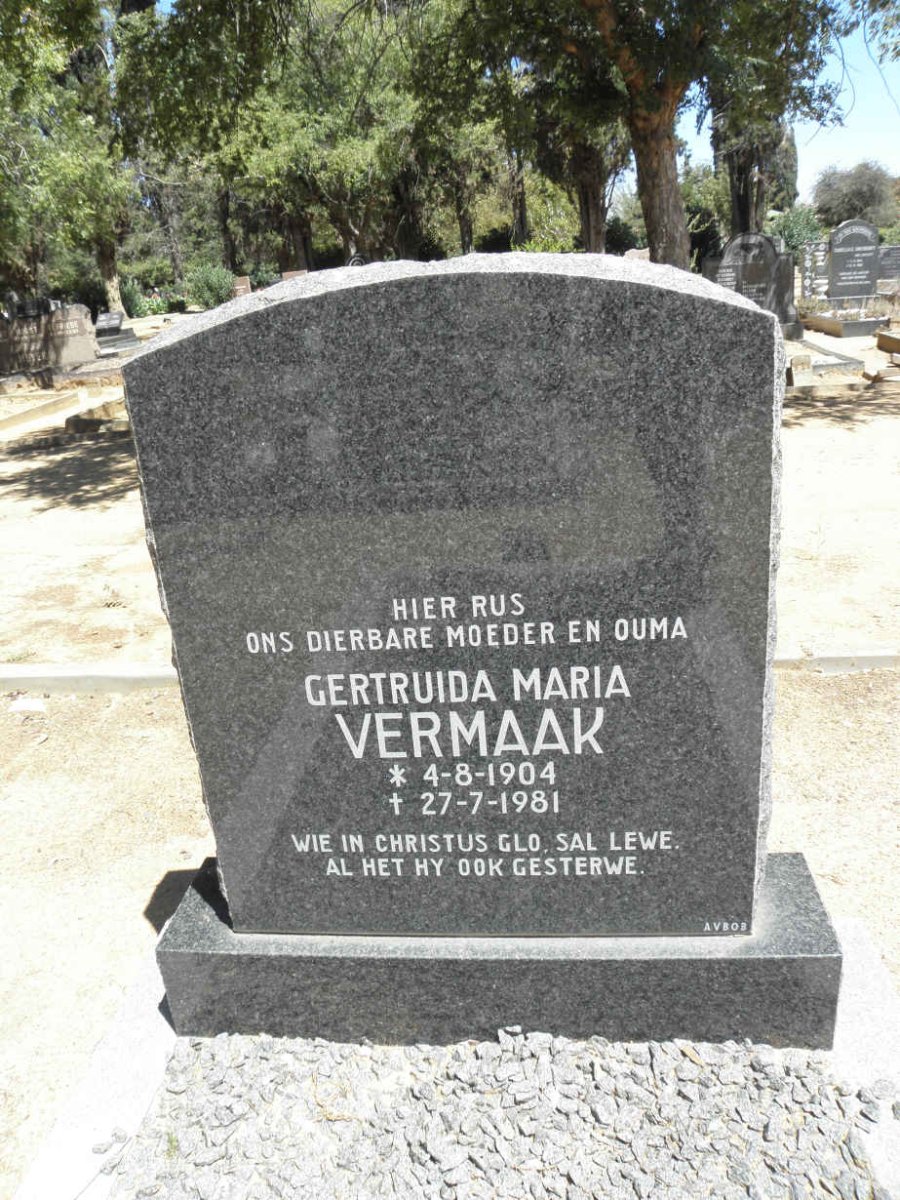 VERMAAK Gertruida Maria 1904-1981