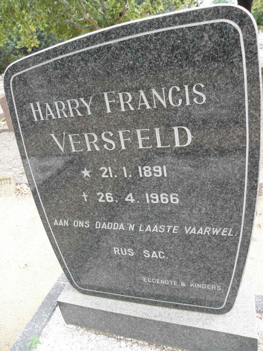 VERSFELD Harry Francis 1891-1966