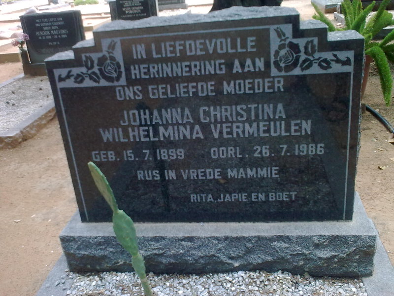 VERMEULEN Johanna Christina Wilhelmina 1899-1986